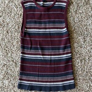 GAP Burgundy and Gray Striped Tank Top